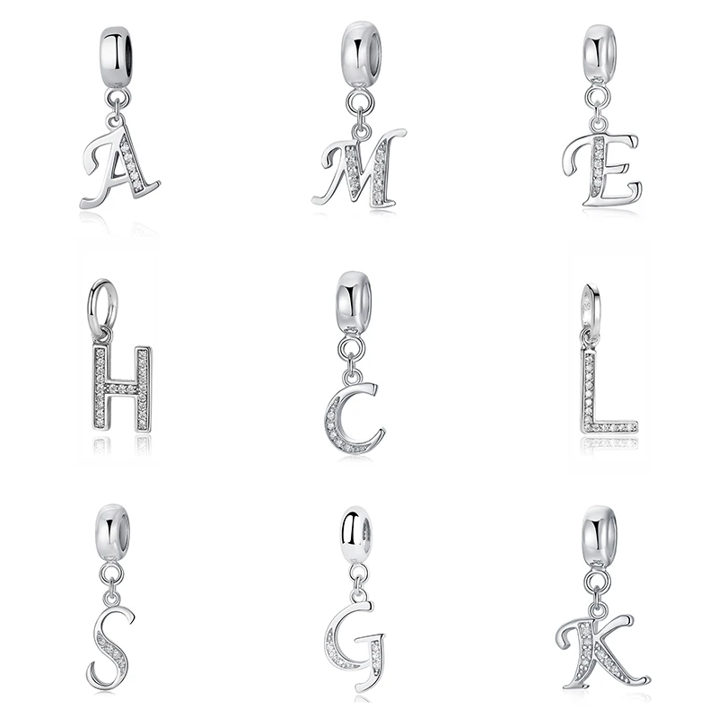 Pandora Charms for Bracelet 925 Sterling Silver Alphabet Letter Initial  Charms for Necklaces Pandora Charms Authentic Jewelry Charms 