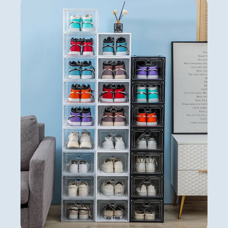 

Magnetic Suction Transparent Shoes Storage Box Thickened Plastic Positive Opening High-Quality PP Stackable Box Storage Product