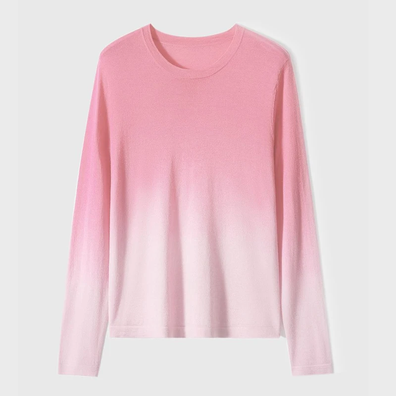 

Spring Autumn Gradient Color Fashion Long Sleeve Sweater Women High Street Casual Slim Elegant Y2K All-match Knitting Pullovers