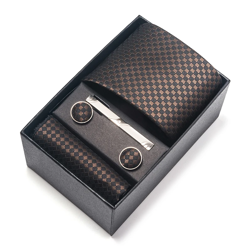 8 cm Tie Handkerchief Cufflink Clip Set For Men Blue Floral Wedding Gravata Suit Accessories Birthday Gift Box neck tie,tie clip,pocket square,mini handkerchief