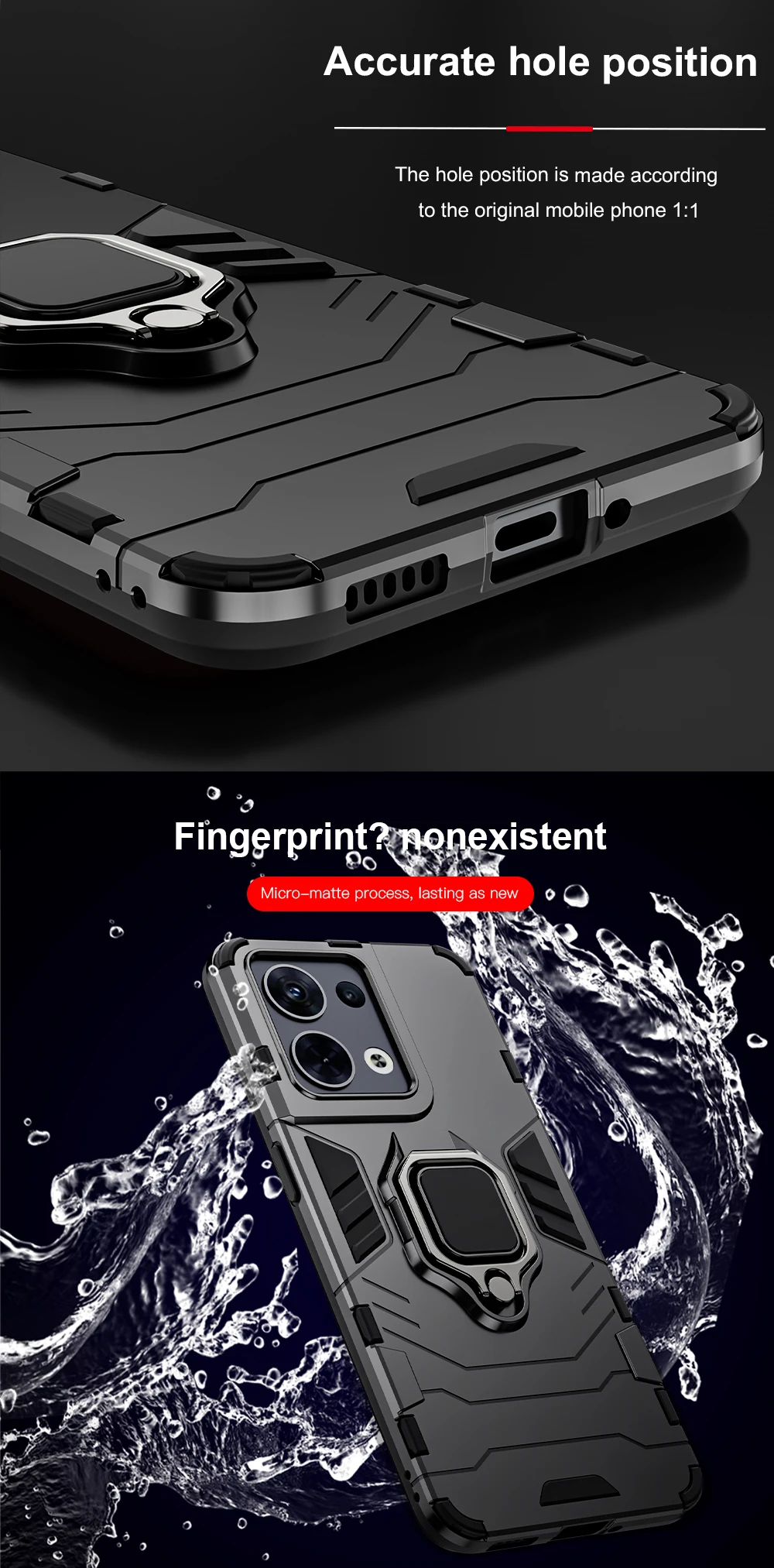 Shockproof Phone Case With Metal Ring Stand For Oppo Reno 8 Pro_voghion.com