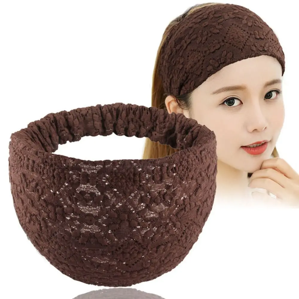 Hollow Mesh Flower Headband Fashion Hair Hoop Non Slip Wide Side Head Wrap Headwear Hair Accessories Lace Hairbands Ladies