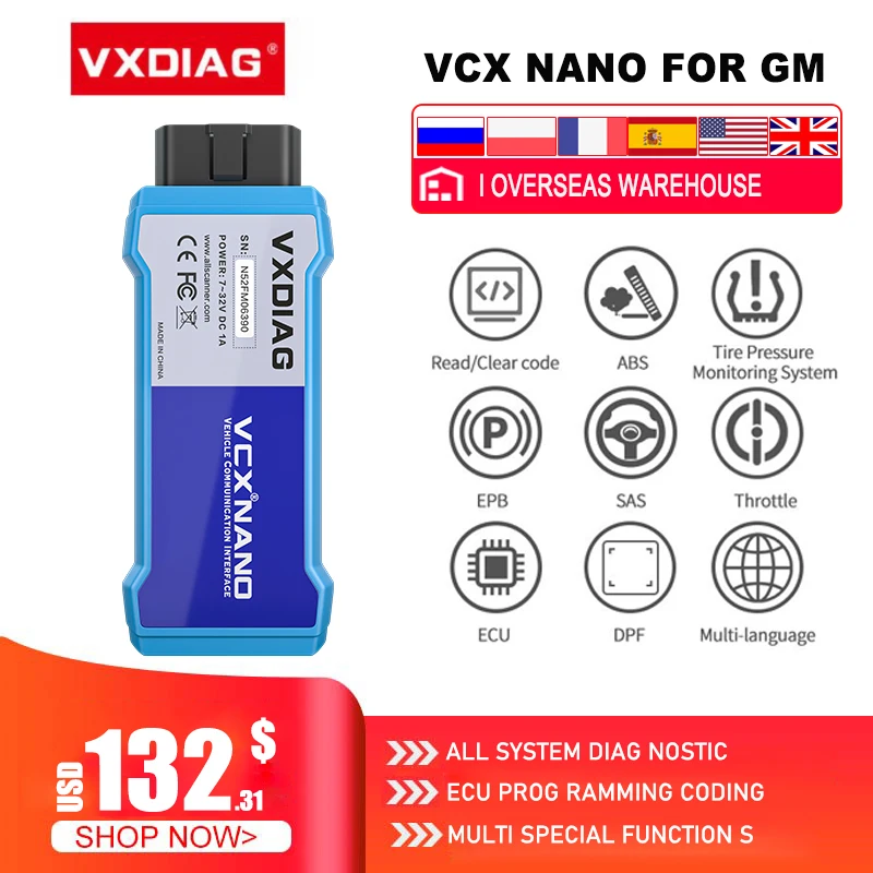 Диагностический сканер VXDIAG VCX NANO прибор для диагностики автомобиля GM и Opel OBD2