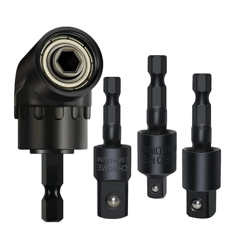 

4 In1 Impact Square Drive Adaptor 360° Rotatable 1/4 3/8 1/2'' Socket Adapter Set 105 Degree Angle Screwdriver Drill Bit