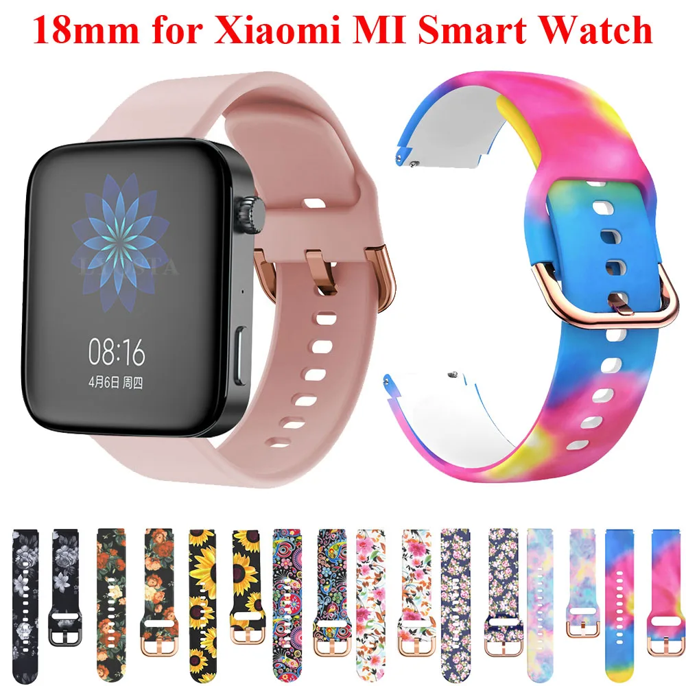 

18mm Bracelet Accessories Watchband For Xiaomi MI Smart Watch/Ticwacth c2 Soft Silicone Replacement Printed Strap Correa Fashion