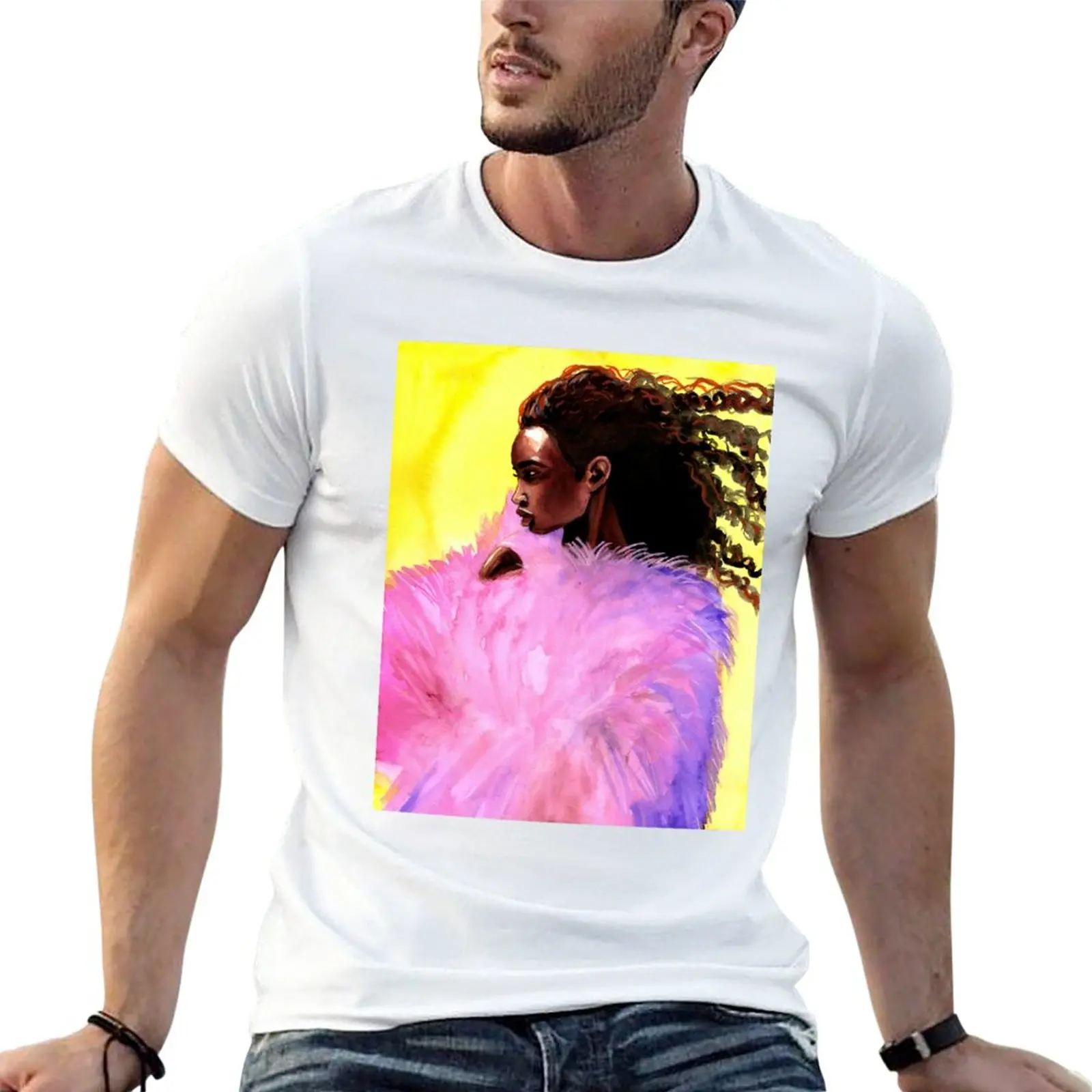 

Pink feathers T-Shirt t shirt man sweat shirt Men's cotton t-shirt