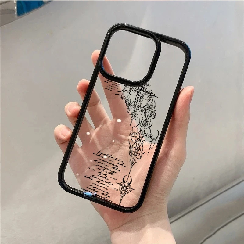Gothic Cross Vine Transparent Phone Case for iPhone 17 16 15 Pro 14 13 11 12 Pro Max Air 16E X XR XS Max 7 8 Plus SE Back Cover 3