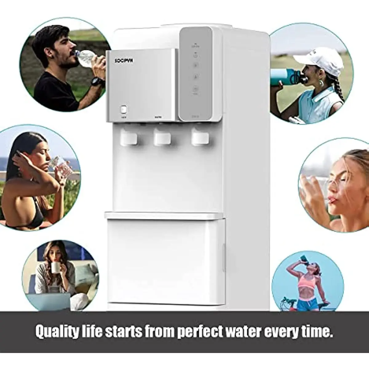 SOOPYK Hot and Cold Water Cooler Dispenser with Ice Maker 5 Gallon