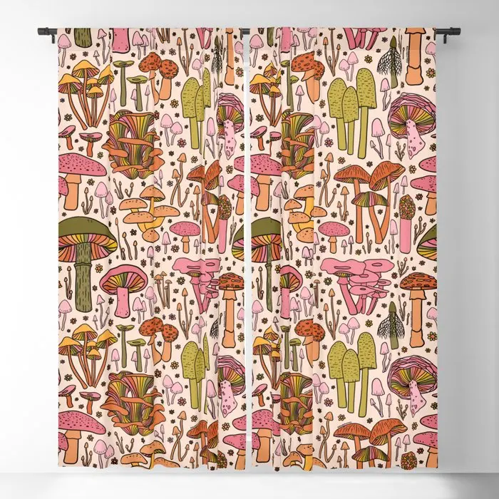 

Vintage Mushroom Print Blackout Curtains 3D Print Window Curtains For Bedroom Living Room Decor Window Treatments
