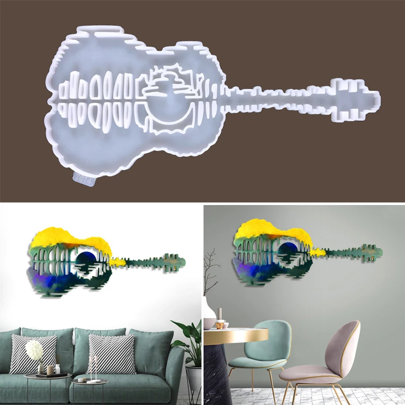 Guitar Pendant UV Resin Silicone Mold Wall Hanging Living Room Decoration Resin Mold Polymer Clay Molds Diy Handicraft Mold guitar shape photo frame silicone mold diy photo stand epoxy resin mold for wall decoration desktop ornaments crafts making tool