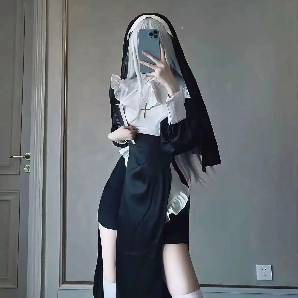 

Anime Sexy Nuns Original Design Cosplay Chowbie Uniform Black Sexy Dress Large Size Halloween Costumes for Women