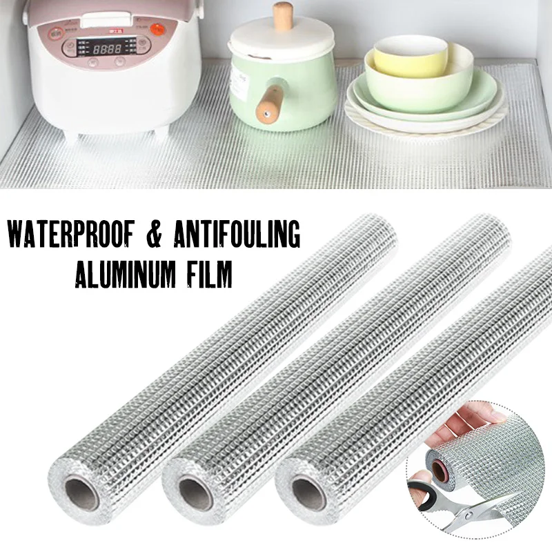 

10m Aluminum Film Kitchen Cabinet Pad Oil-proof Waterproof Moisture-proof Refrigerator Drawer Shelf Pad Thickening Cleaning Pad