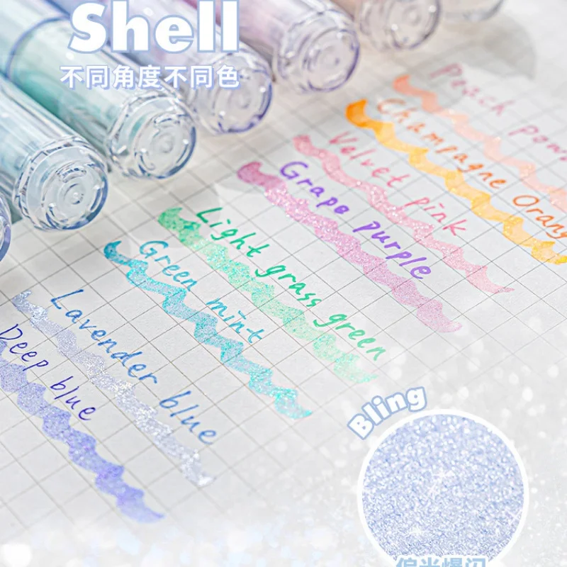 4pcs Cute Glitter Marker Pens Highlighters Spot Liner Sketch Graffiti Marker Fluorescent Pastel Drawing Painting Art Markers