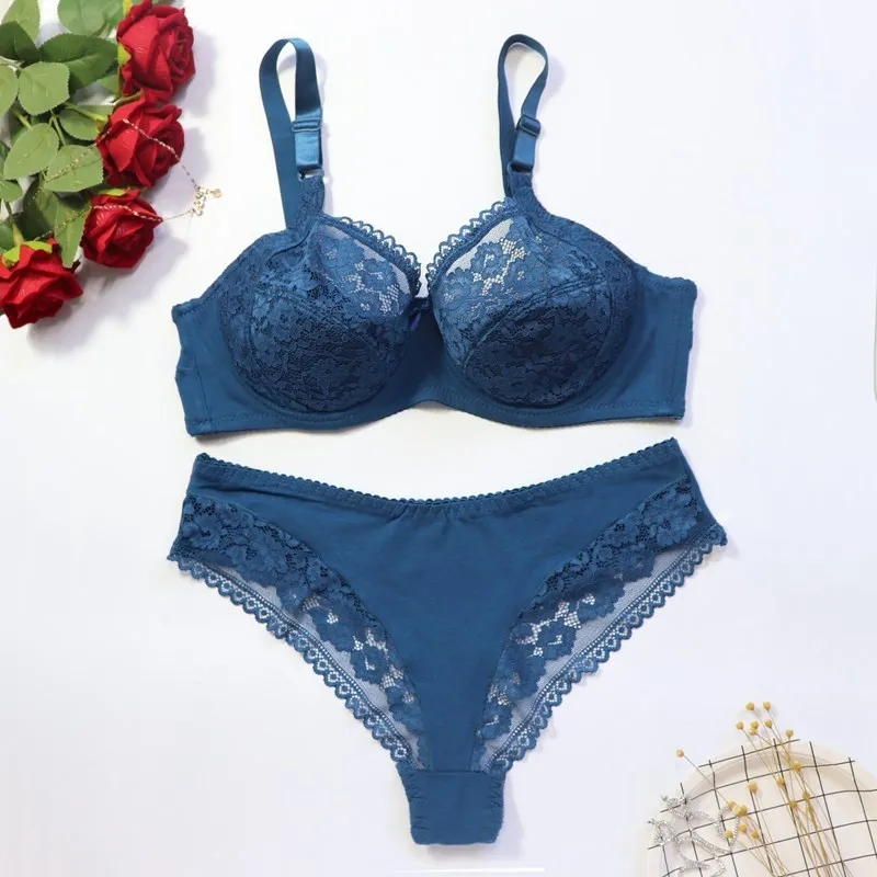 womens lingerie sets Xiushiren women's bralette and string set ultra thin lace underwear set femme sexy lingerie set plus size bra and panty set 110D panty sets