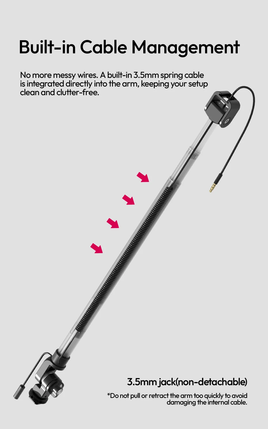 Mic Boom Pole Arm Microphone Stand 1M with Dual Cold Shoe Mount for DSLR Camcord