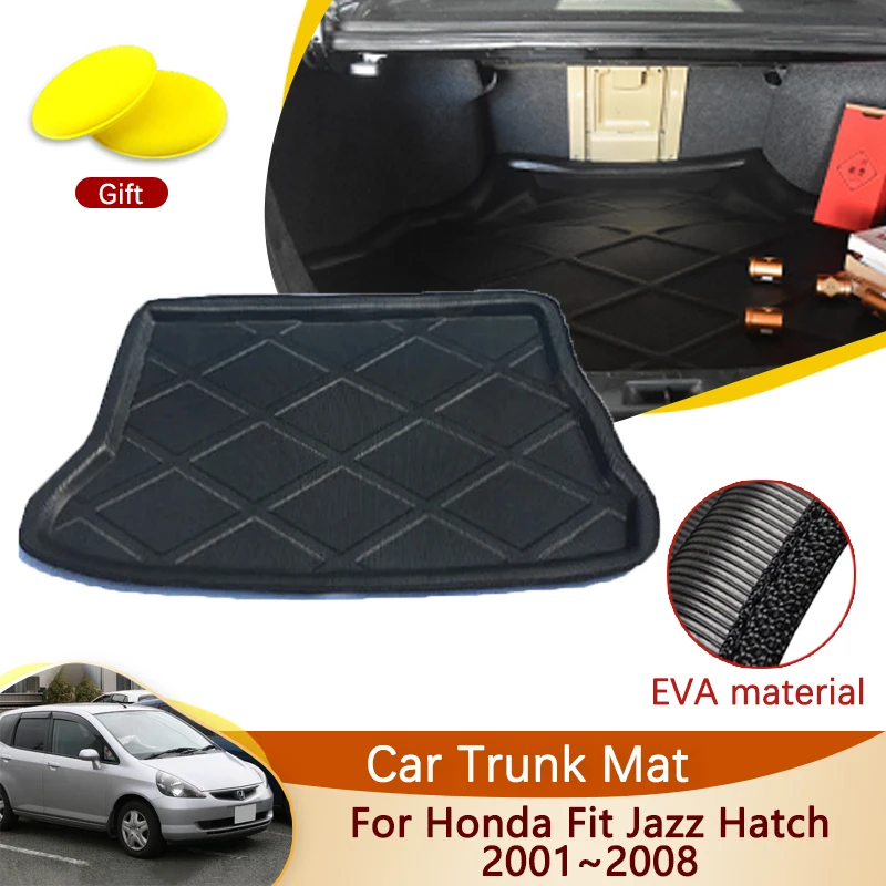 Car Rear Trunk Mat for Honda Fit GD3 GD1 2006 Jazz Hatch 2001~2008 2007 Accessories Floor Tray Liner Cargo Boot Carpet Auto Mud