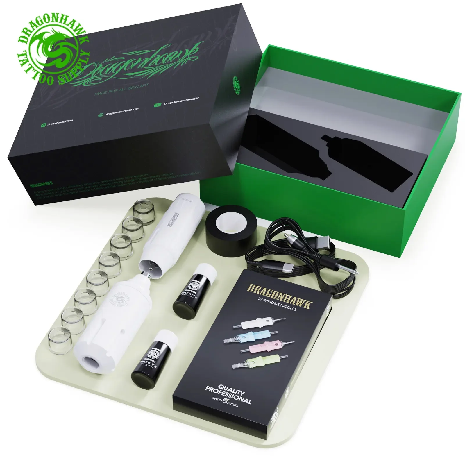 Dragonhawk Complete Tattoo Kit for Beginners 2 Pro Tattoo Machine Tatt –  MAST TATTOO