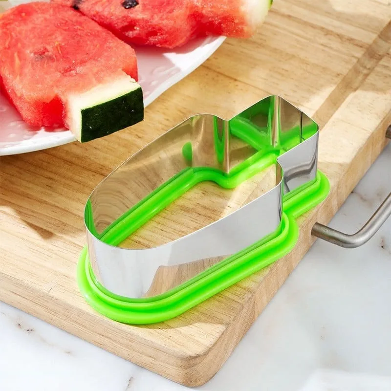 Watermelon Fruit Cutter Stainless Steel Popsicle Shape Slicer Melon Cutting Mold Kitchen Tool for Kids Summer Snacks Fruit Salad