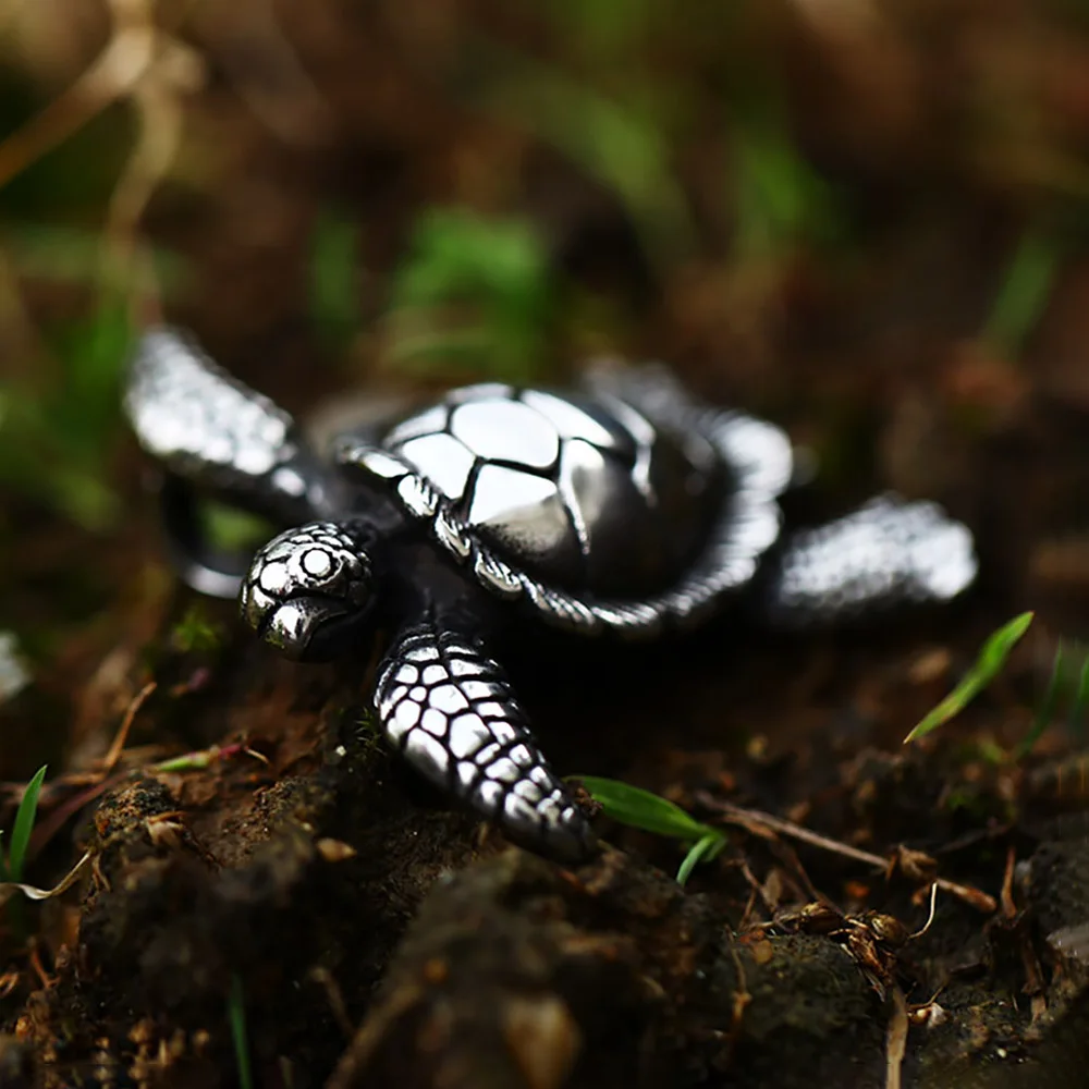Special Design Vintage 3D Sea Turtle Pendant Necklaces For Men Women 316L Stainless Steel Punk Cute Creative Jewelry Wholesale 3