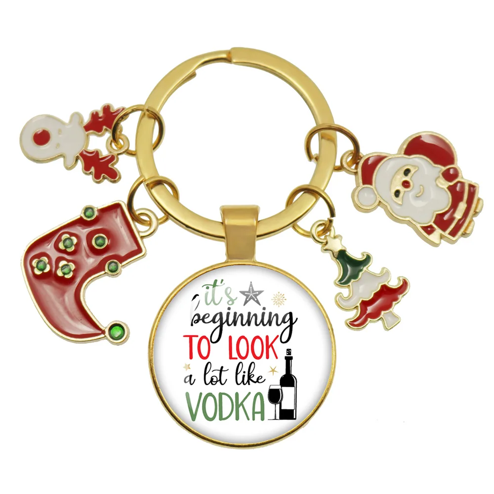 Personalizzazione Natale Vino Rosso Testo Buon Natale Portachiavi In Vetro Gioielli Di Babbo Natale Regali Per La Famiglia E Gli Amici