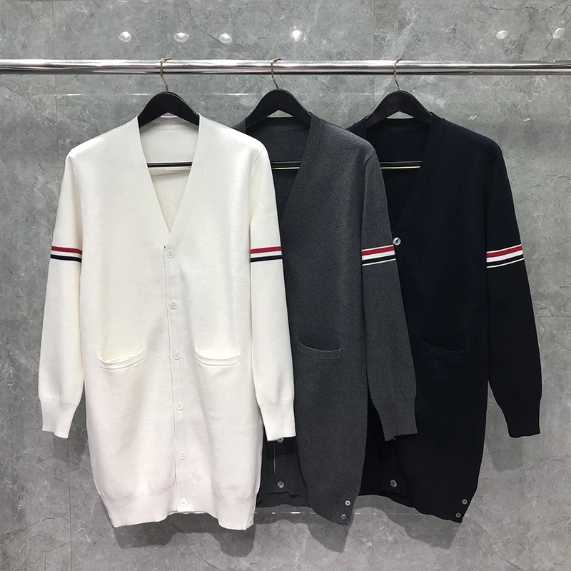 

TB THOM Sweater Male Winter Women's Sweater Fashion Brand Overcoat Cotton Armband Stripe Harajuku Cardigan Wholesale TB Sweater