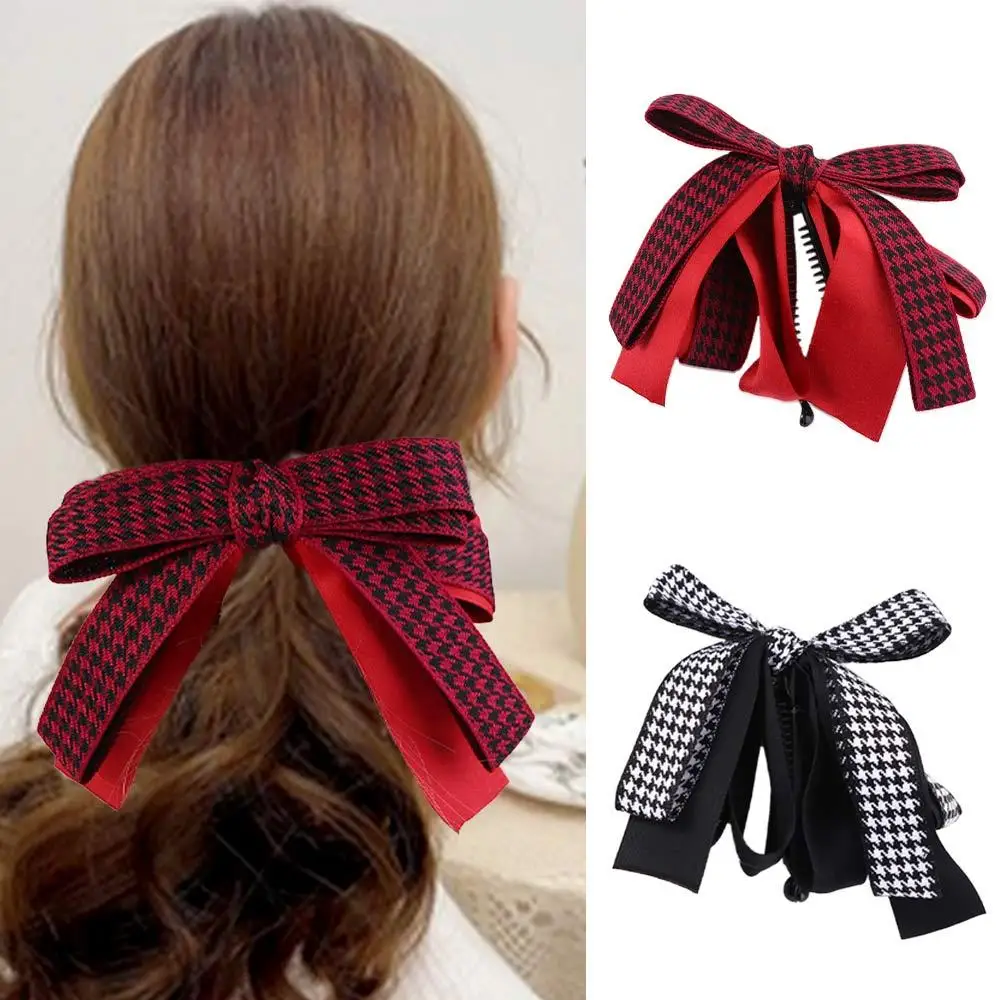 

Cute Silmple Elegant Colth Houndstooth Vertical Clip Korean Style Hair Clip Banana Hair Clip Girls Hairpin Bow Headwear