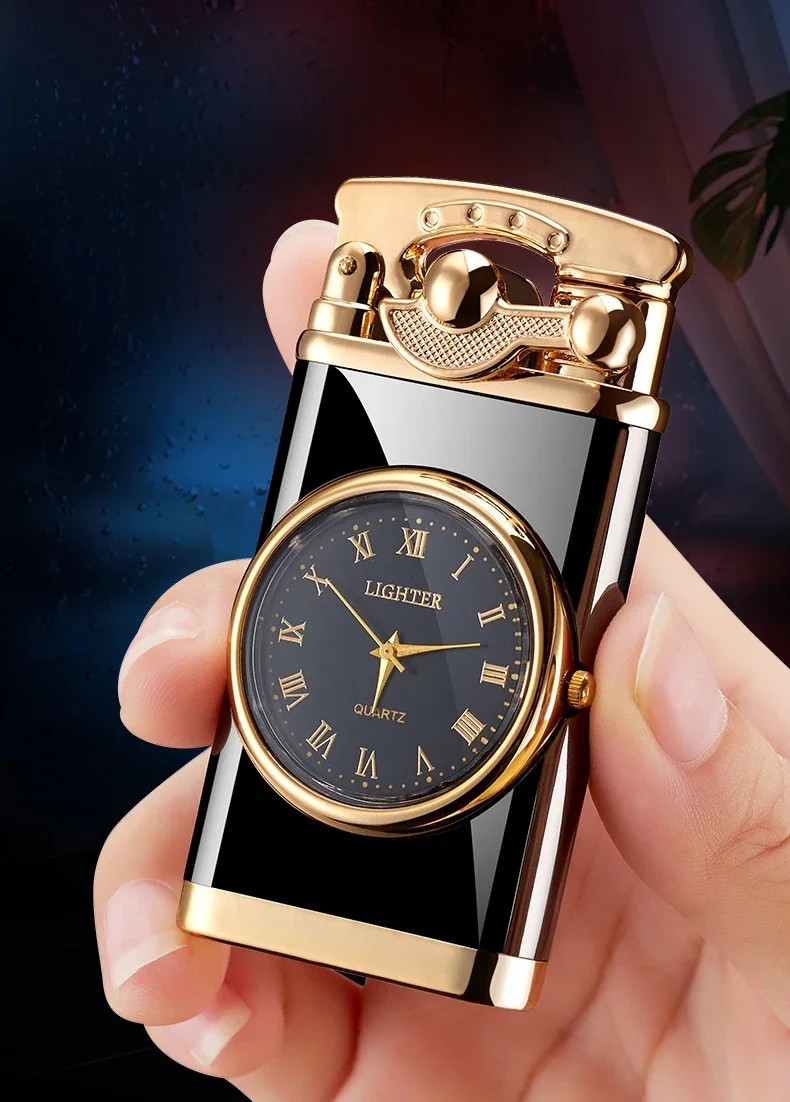 Description Picture 5 of item2024 Rocker Arm Watch Metal Unusual Gas Lighters Jet Butane Torch Lighter Windproof Cigarette Cigar Lighter Gadgets for Men