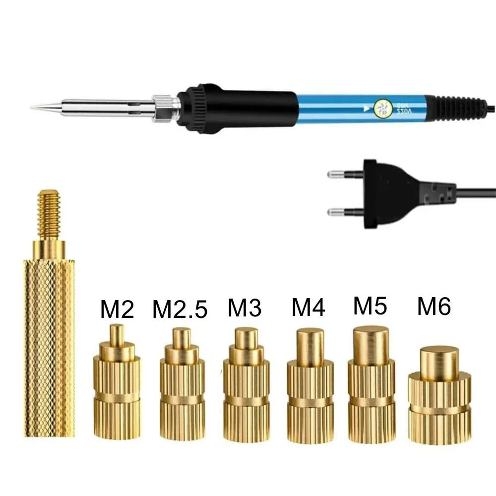 열 세트 삽입 납땜 인두 팁 헤드 M2 M2.5 M3 M4 M5 M6 핫멜트 삽입 너트 황동 플라스틱 용 내장 스레드 삽입 키트