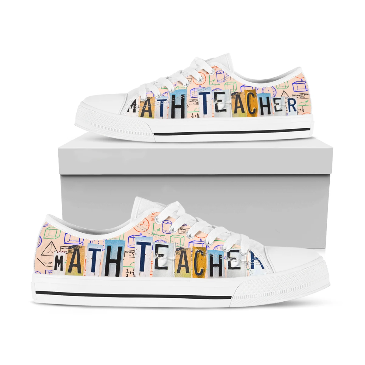 License Plate Math Teacher Women's Canvas Sneakers New Canvas Thick White Shoes Lace Up Sports Shoes Zapatillas De Mujer