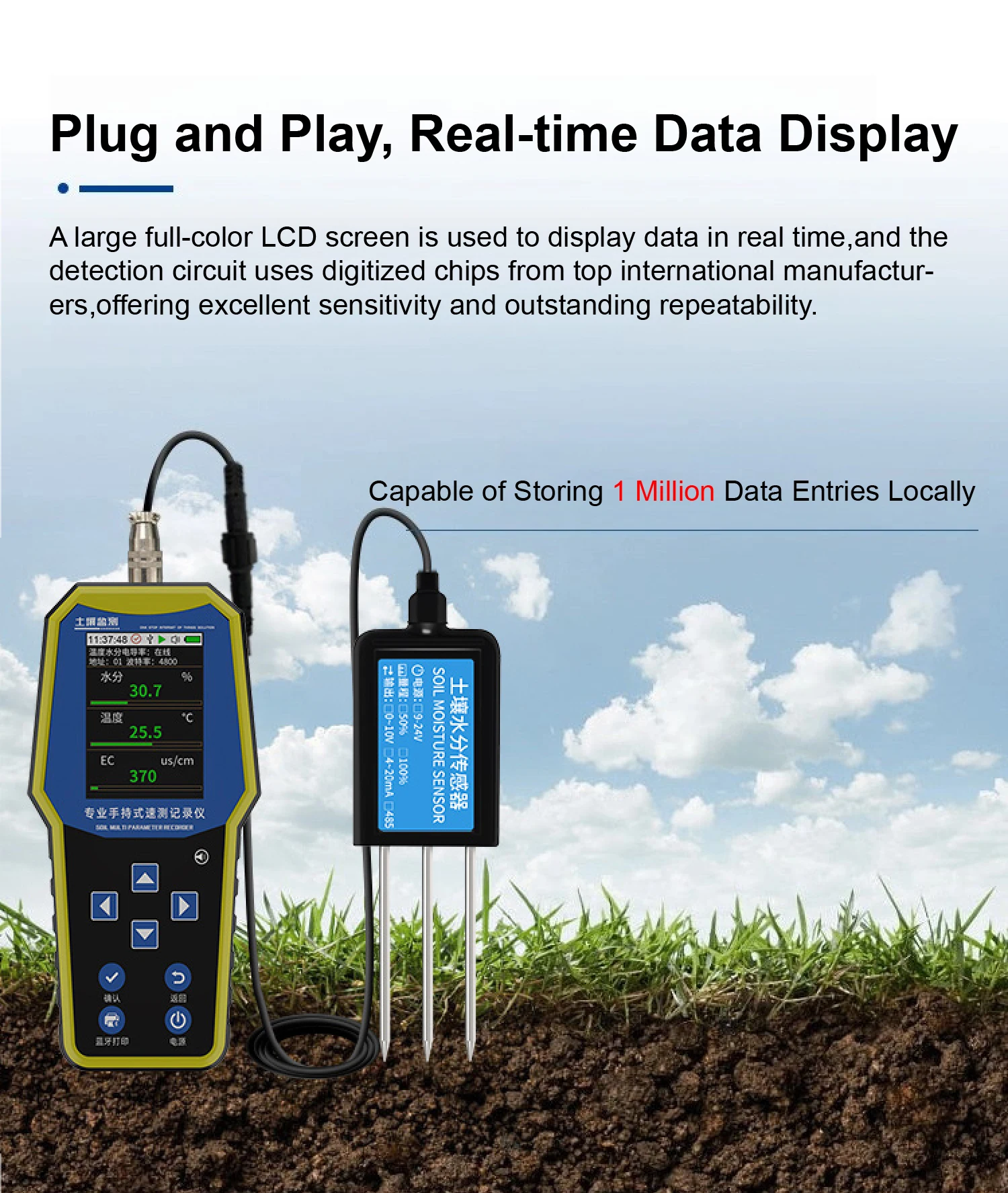 4/7 in 1 Soil Tester Digital Soil pH Moisture Temperature Humidity EC NPK Sensor