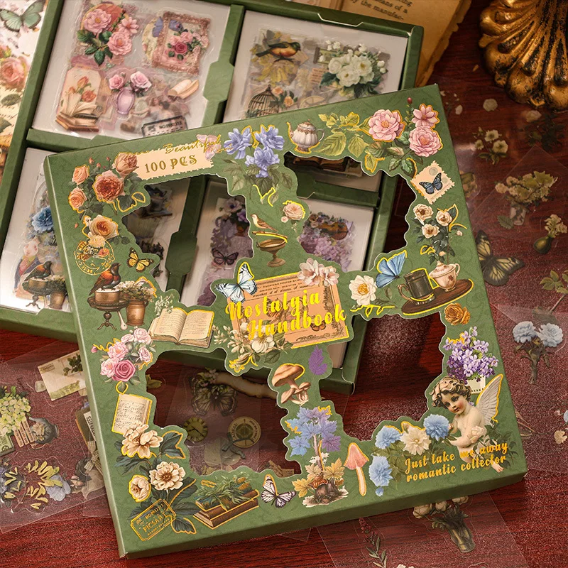Retro Floral Stickers Set for DIY Crafts Scrapbooking
