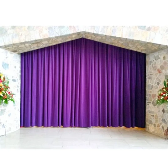 

Arched Triangle Window Blackout Fire Resistant Velvet Fabric Theater Stage Church Curtain Room Divider Octagonal Custom Curtain