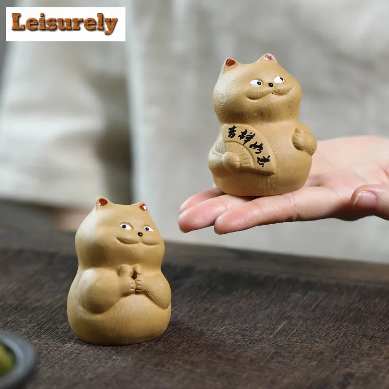 Yixing Zisha Lucky Cat Fragrance Insert Tea Pet Elegant Tea Games Tea Figurine Play Toys Tea Statue Ornaments Can Be Raised Gift