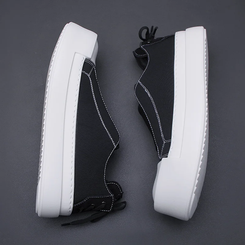 Men's shoes 2025 spring new breathable casual shoes men soft sole comfortable loafers men's black canvas shoes 3