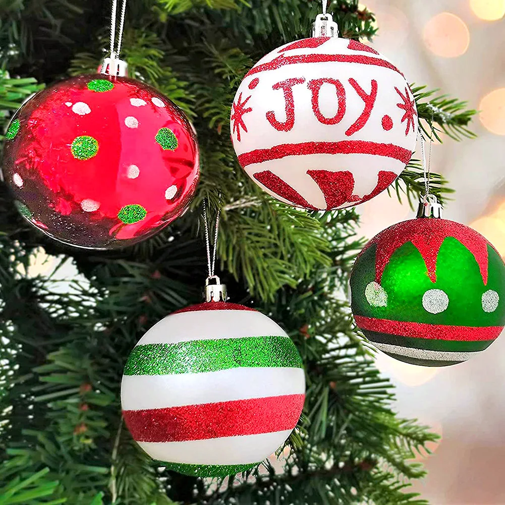 30Pcs Christmas Hanging Pendants Plastic 2.36 Inch Xmas Tree Baubles Set Shatterproof Xmas Decorative Balls for Indoor Outdoor