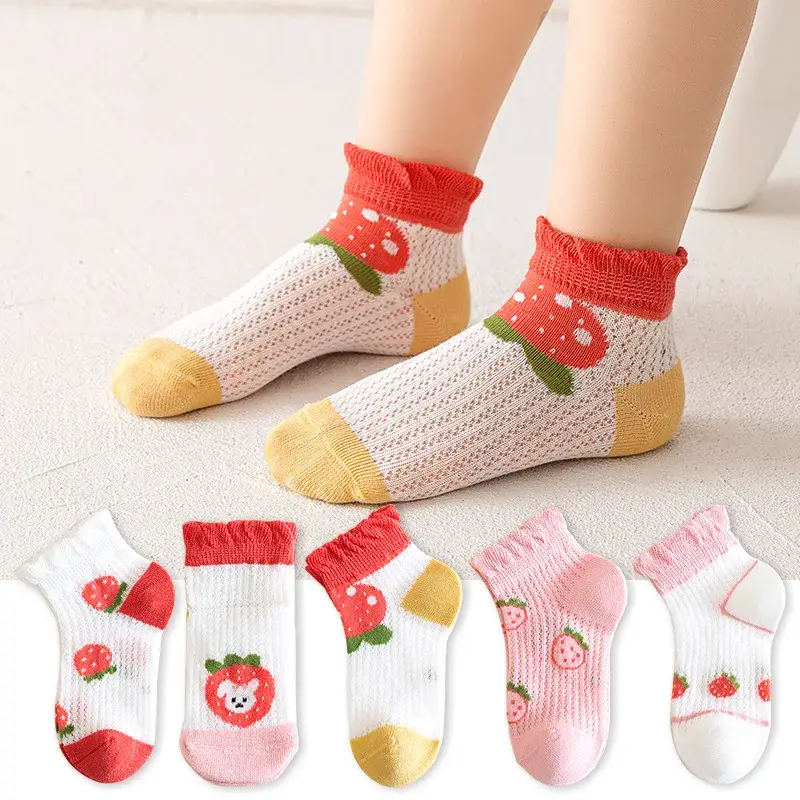 5 Pairs 1 To 12 Years Children's Socks 2026 Spring Summer Baby Boys Girls Cotton Mesh Breathable Thin Soft Cute Socks Kids Socks - Image 4