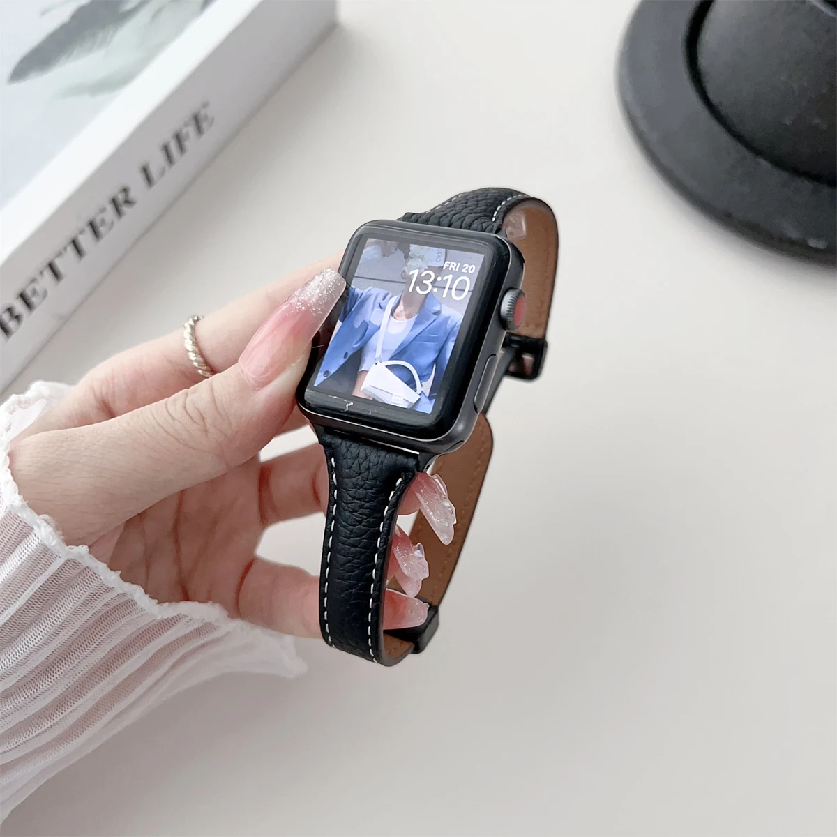 Cinturino orologio in pelle pu alla moda per tutte le serie smartwatch_voghion.com