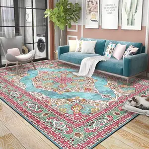 3D Retro Persian Ethnic Style Carpets For Living Room Bedroom Soft Flannel Coffee Table Floor Mat Anti-slip Bathroom Kitchen Rug