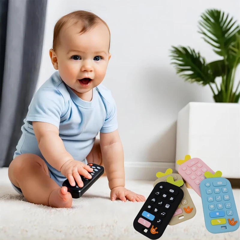 Silicone teether baby anti-eating hand soothing toys silicone teether remote control teether cognitive teething toys