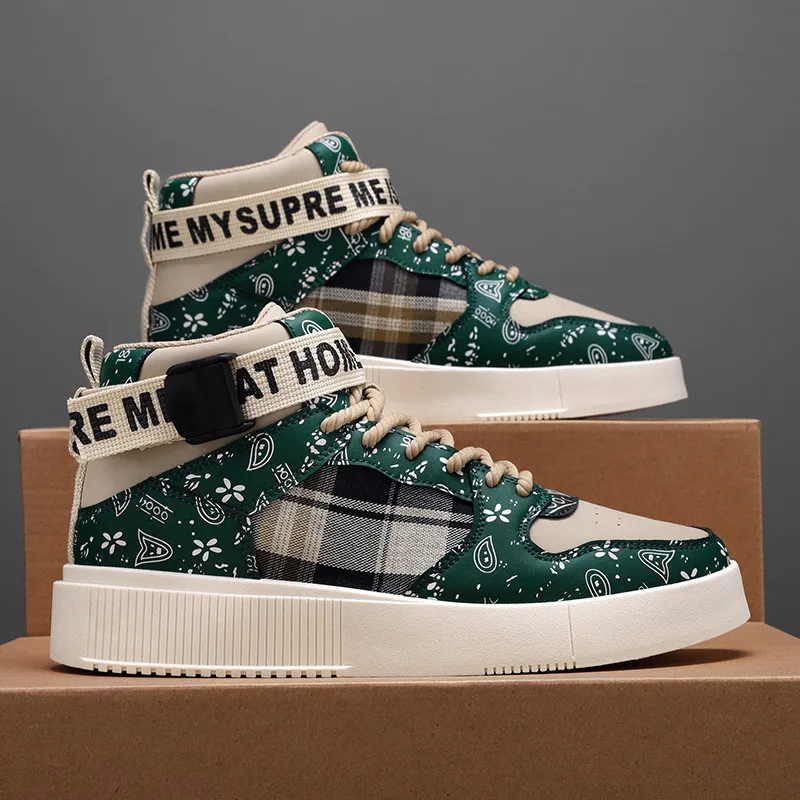 

Unisex Printed High Top Casual Sneakers Fashion New Arrivals Platform Male Skateboard Sneakers Comfort Lace-up Mens Casual Shoes