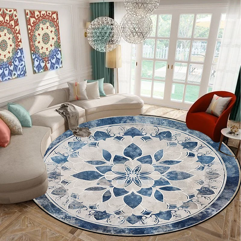 Morocco Retro Carpets for Living Room Sofa Home Decor Round Rug Large Area Cloakroom Lounge Rugs Washable Bedroom Floor Mat 3