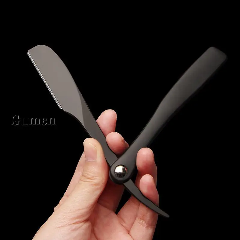 ABS/Metal Spider Handle Men Straight Edge Razors Zinc Alloy Folding Shaving Knife Barber Salon Removal Shaver With Feather Blade