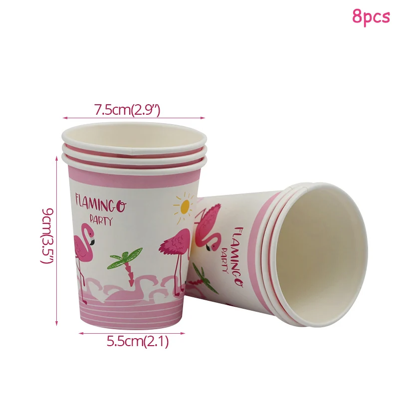 Gobelet Anniversaire En Plastique Avec Paille - Flamant Rose - Jaune - Jour De Fête - Décoration De Table - Décoration