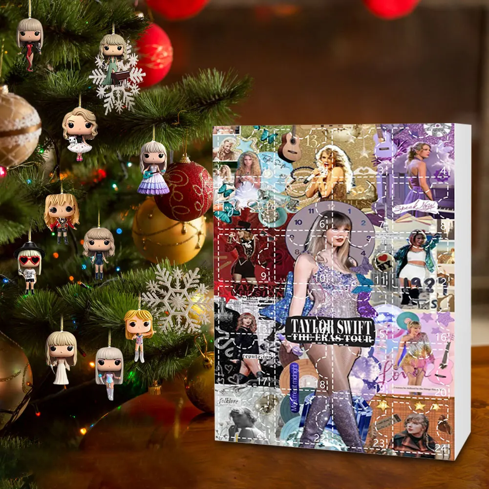 Christmas Advent Calendar Taylor 24 Days 2D Acrylic Decoration Keychain for Fans