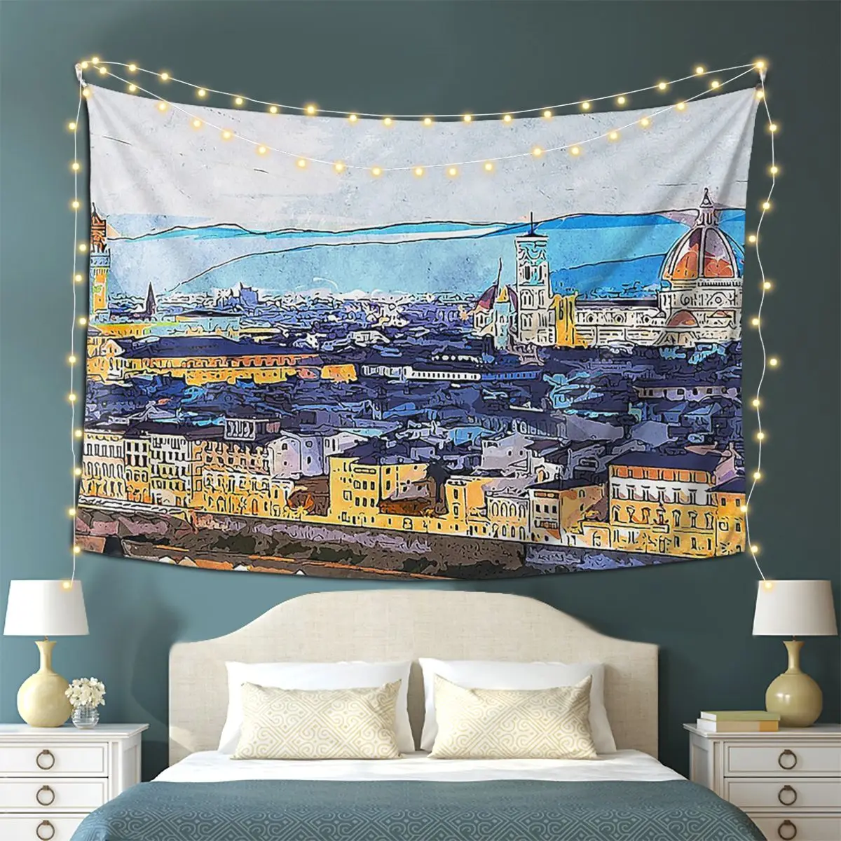 

Декоративный гобелен из Флоренции, настенная ткань в эстетическом стиле, для гостиной, спальни, украшение для дома в стиле хиппи