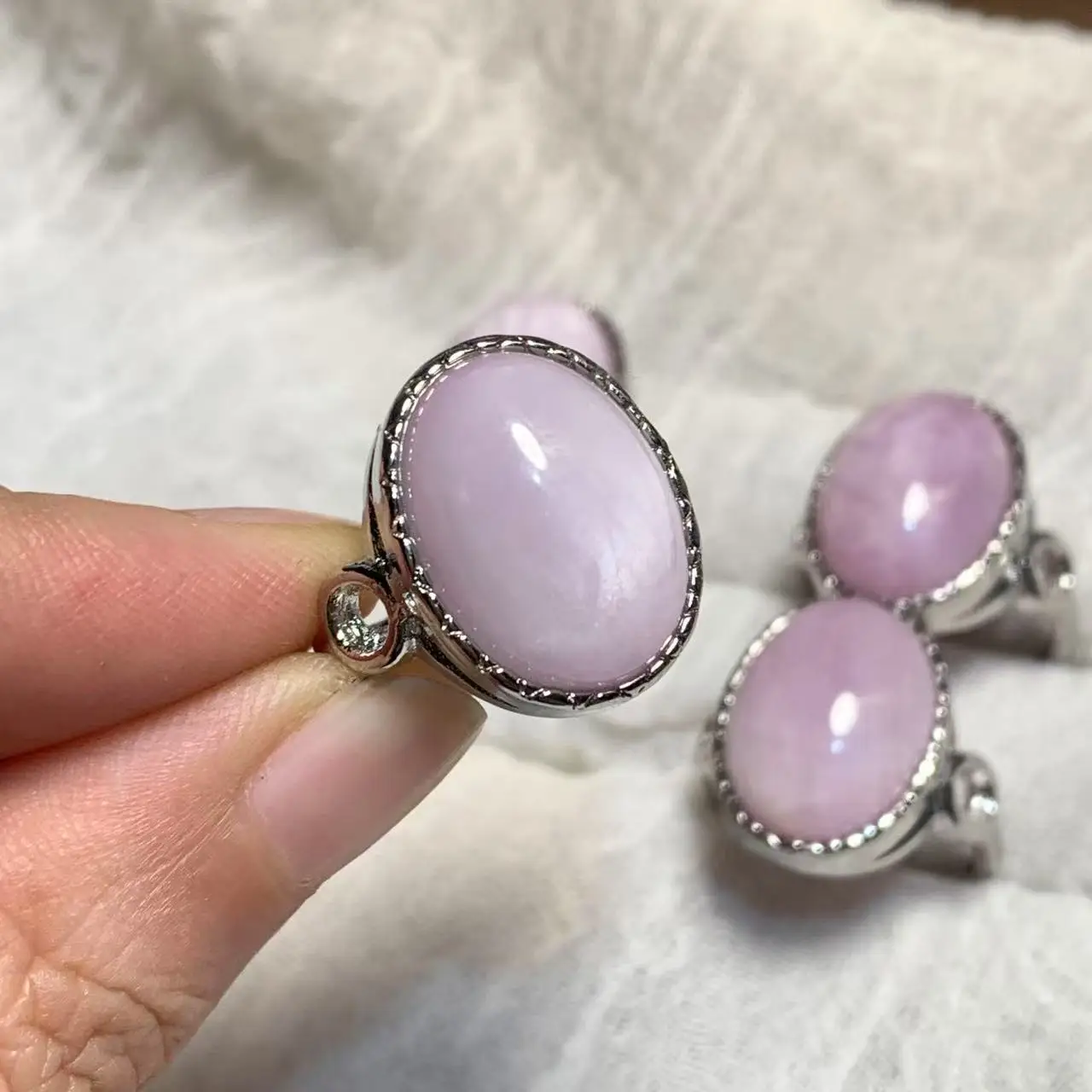 17*12 Natural Kunzite Ring Oval Stone Female Handmade Rings Fine Jewelry for Women Gift Multicolor vintage style