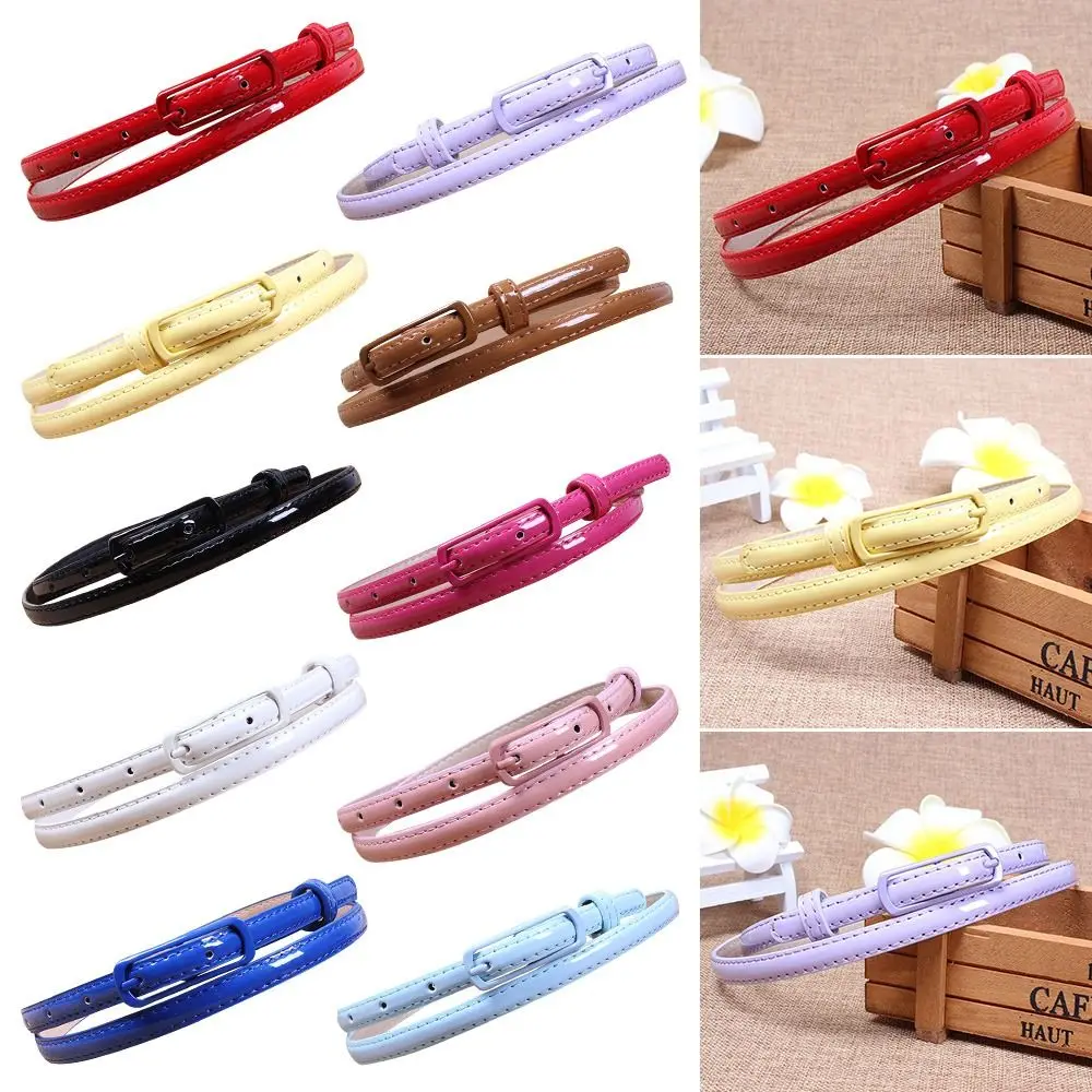 

Fashion Candy Colors Leather Thin Waistband Women Belt Dress Sweater Jean Wild Solid Faux Bright Leather Female Belt