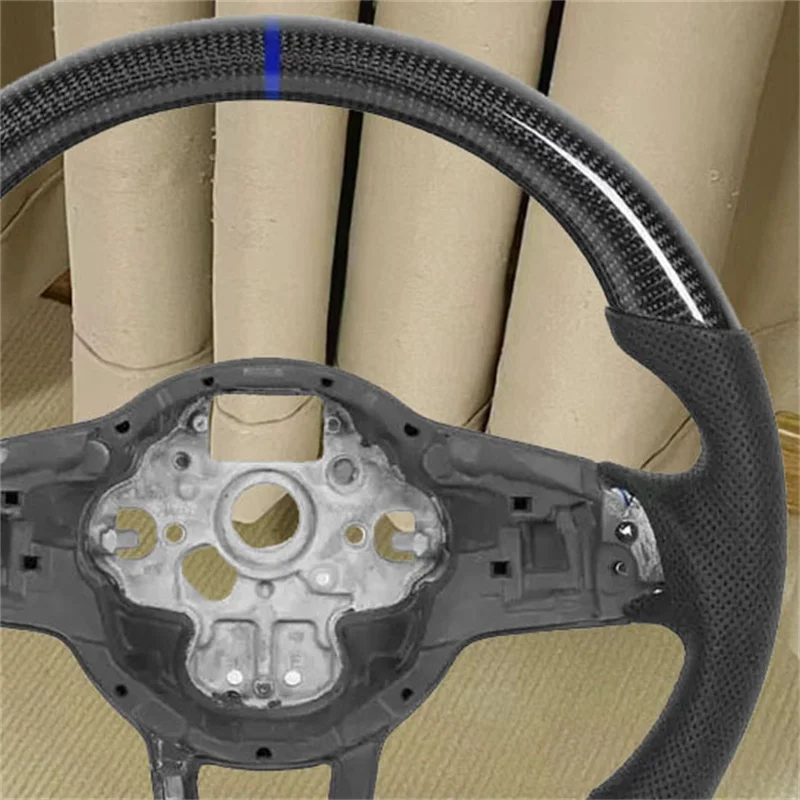 

Car Steering Wheel Fit For VW Mk5 MK6 MK7 MK7.5 GTI R Polo 2013-2020 Carbon Fiber Nappa Perforated Leather Car Accessories