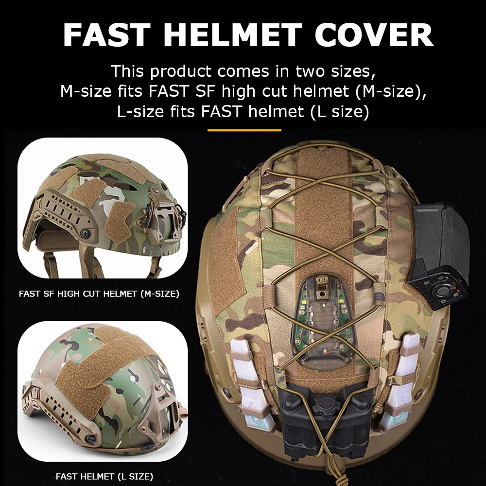 Tactical FAST Helmet Cover Multicam Paintball Airsoft Helmet Covers for MH PJ BJ OPS-Core Fast Helmet,with Elastic Cord
