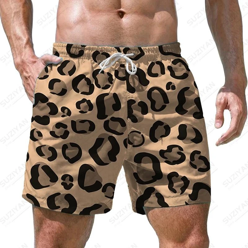 Men's Leopard Print Beach Shorts 3d Print Casual Party Clothes Board Shorts Harajuku Breathable Swimsuit Homme Oversized Clothes 2